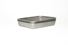 Arnest Stainless Steel Prep & Storage Pans with Strainer and Plastic Lids 7 piece Set