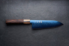 Hatsukokoro Ryuhyo SG2 Damascus BLUE Santoku 180mm