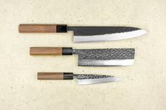Fujimoto Hammer Tone SLD 3 Piece Knife Set with Nakiri