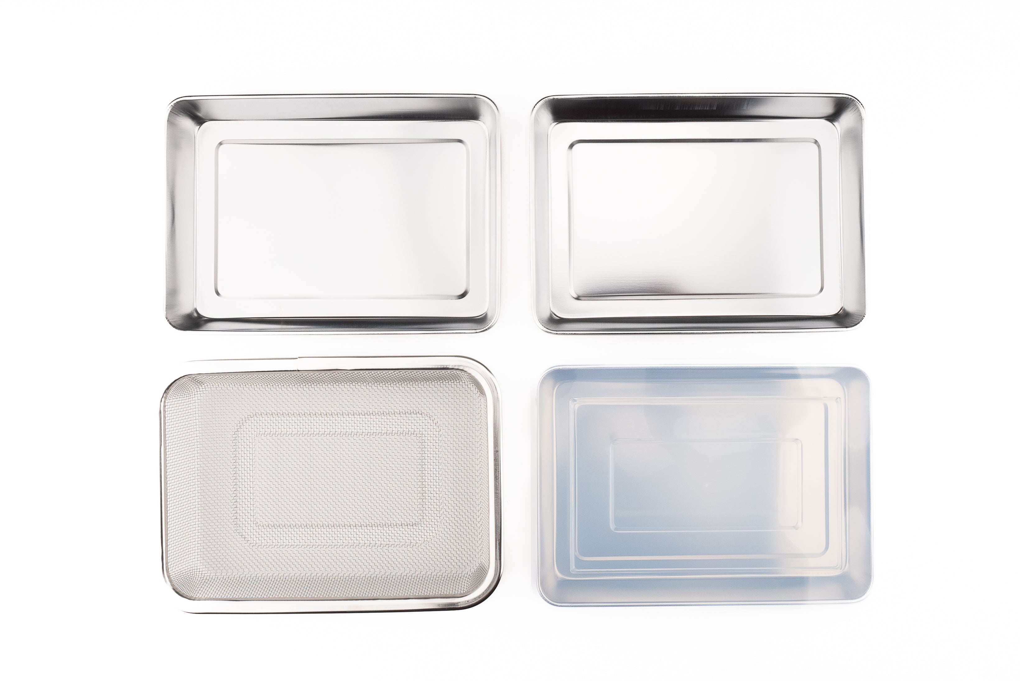 Arnest Stainless Steel Prep & Storage Pans with Strainer and Plastic Lids 7 piece Set