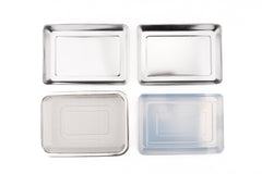 Arnest Stainless Steel Prep & Storage Pans with Strainer and Plastic Lids 7 piece Set
