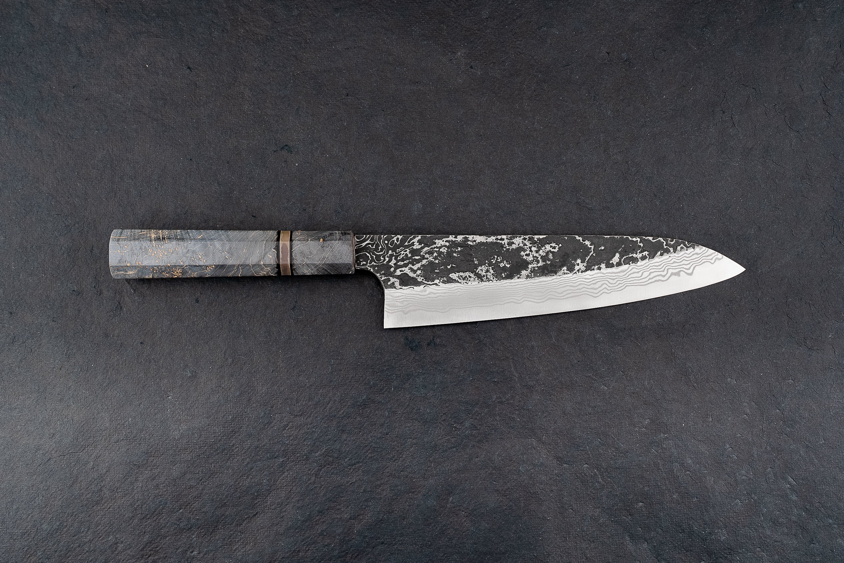 Hatsukokoro Nigara SLD Kurouchi Damascus Gyuto 210mm