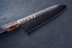 Hatsukokoro Ryuhyo SG2 Damascus BLACK Santoku 180mm