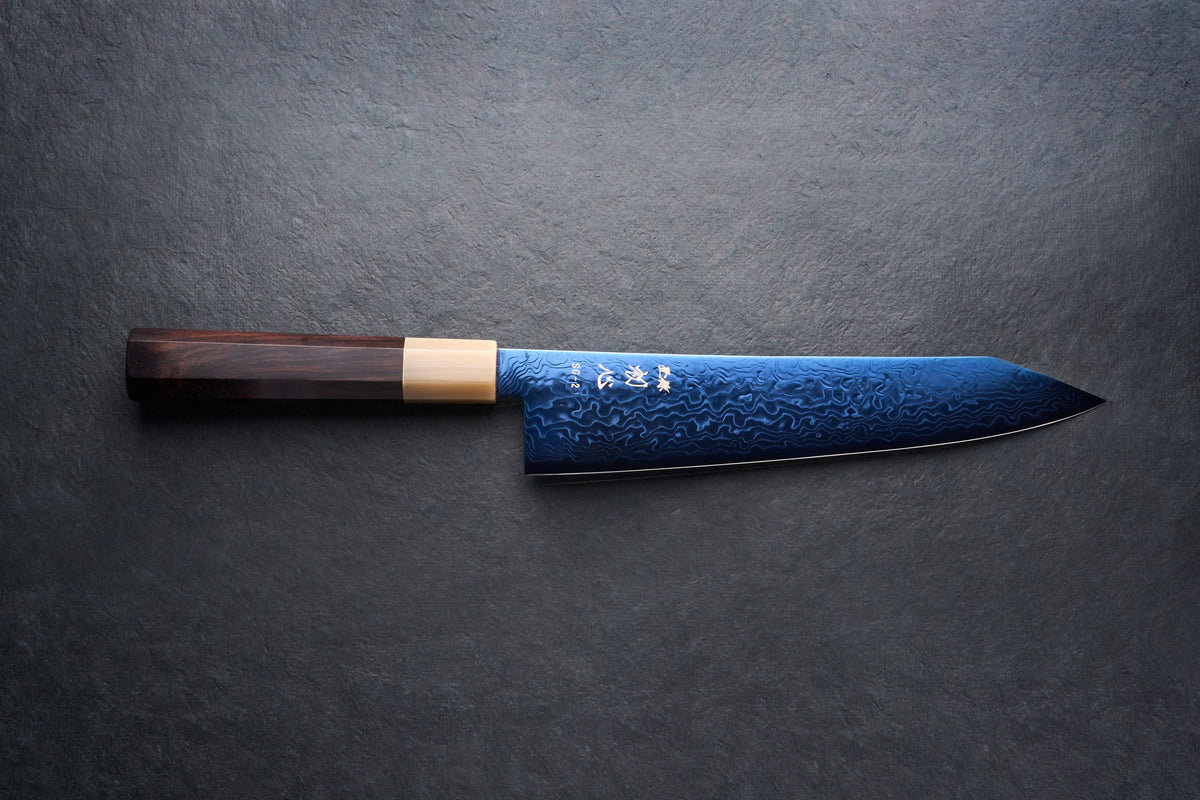 Hatsukokoro Ryuhyo SG2 Damascus BLUE Kiritsuke Gyuto 210mm