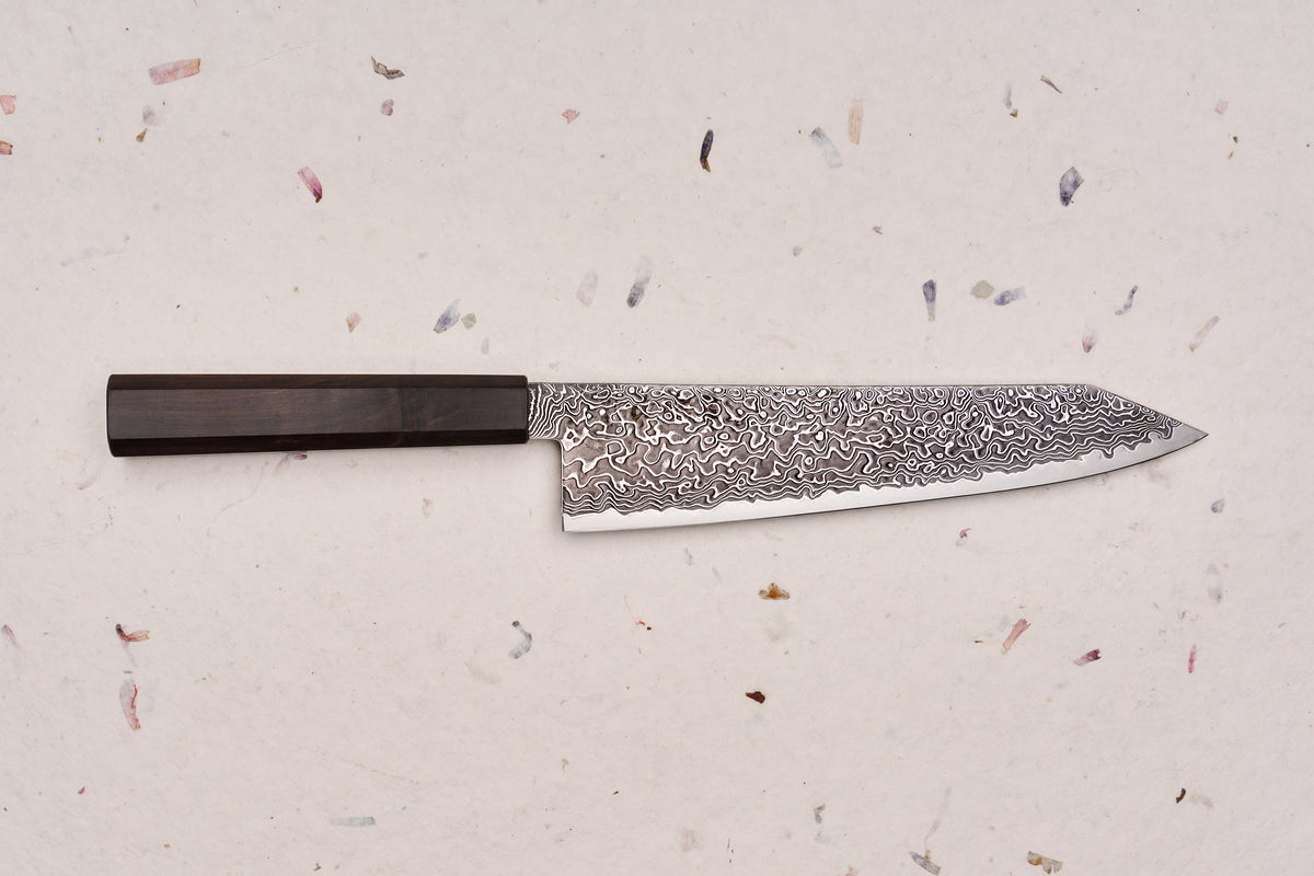 Hatsukokoro Ryuhyo SG2 Kurozome Damascus Kiritsuke Gyuto 210mm
