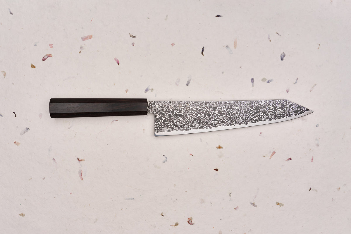 Hatsukokoro Ryuhyo SG2 Kurozome Damascus Kiritsuke Gyuto 240mm