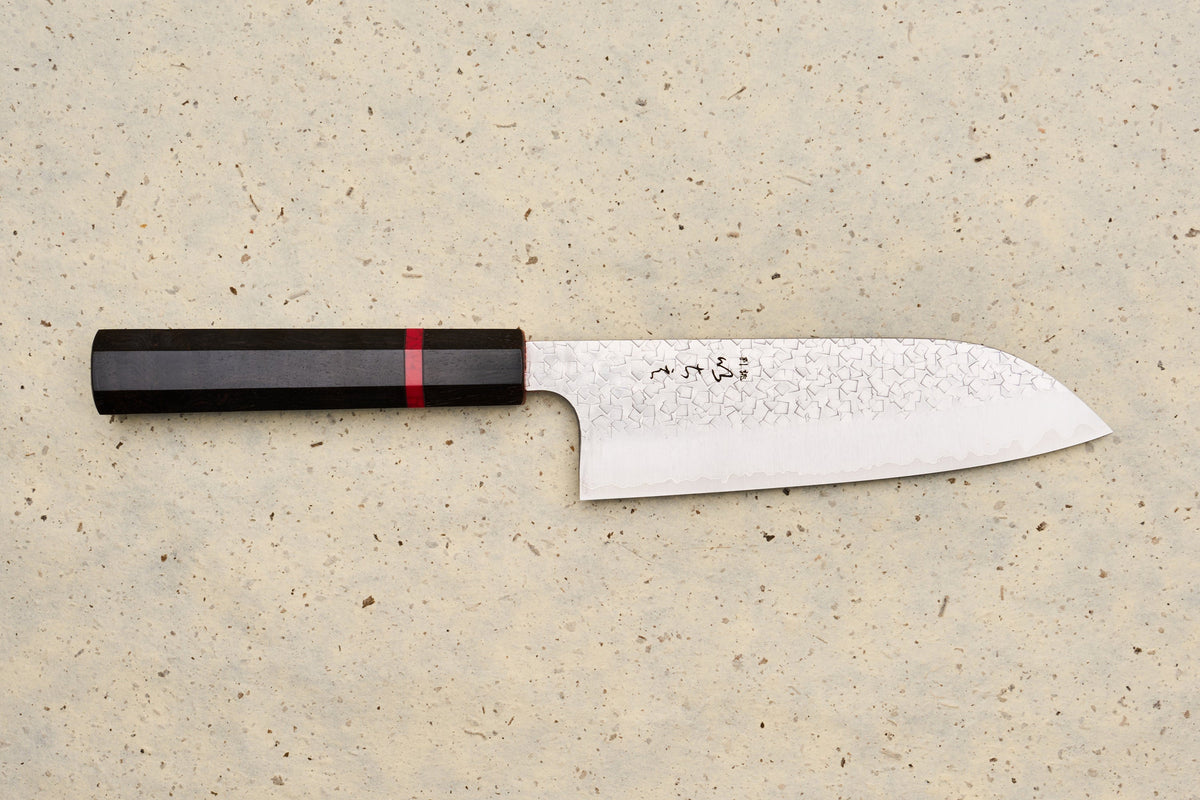 ICHIE x Shibata Knives SG2 Tsuchime Santoku 165mm