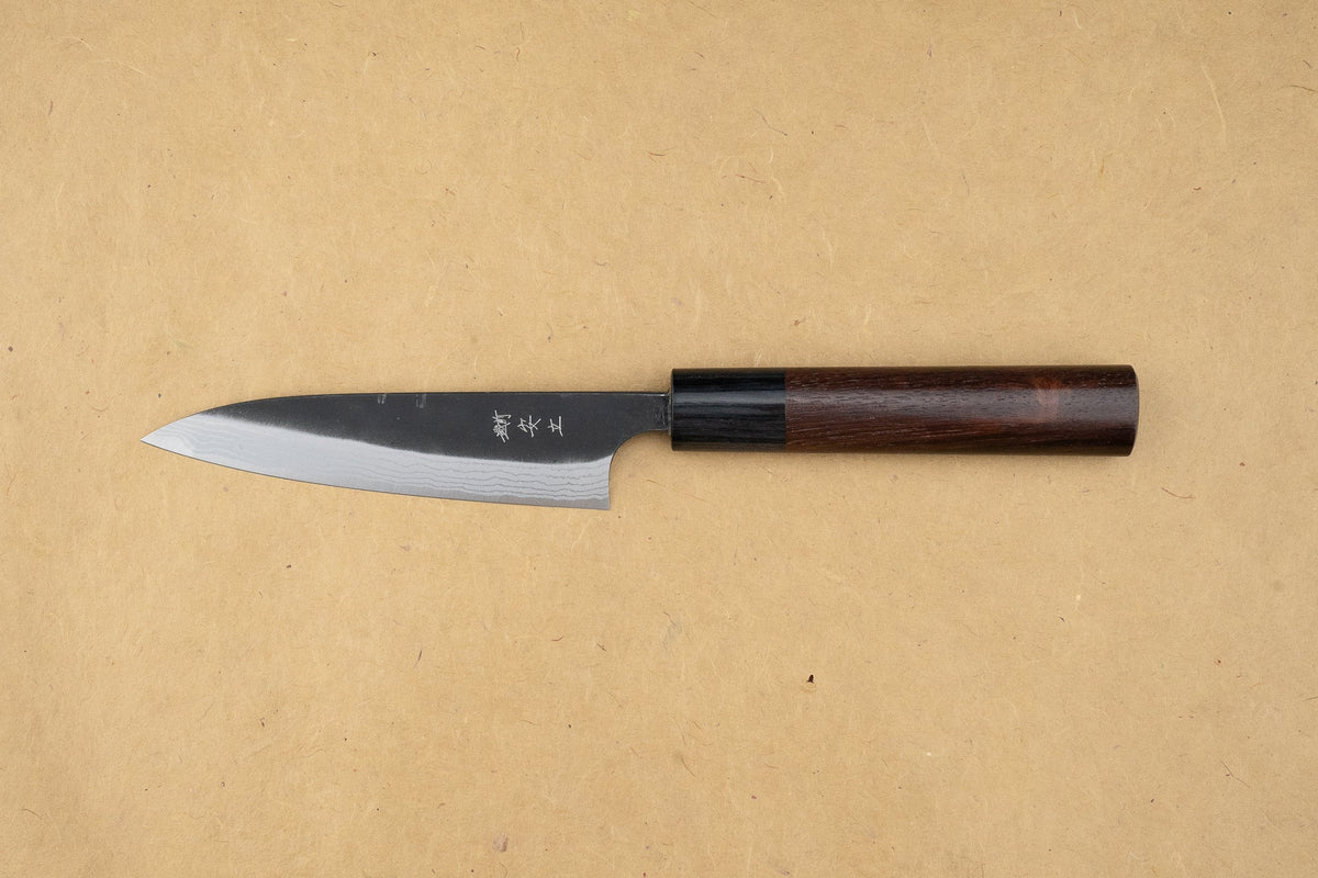 Anryu Hamono Shirogami Kurouchi Damascus Petty 130mm