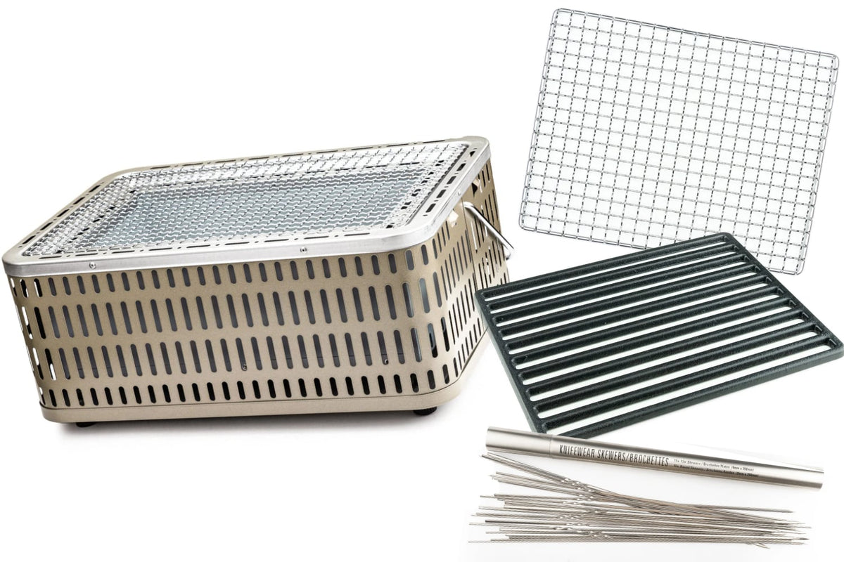 Green Life Shichirin Konro Charcoal BBQ Grill - Large + Upgrade Kit